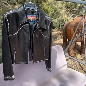 Black Leather Studded Jacket